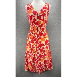 Boden Limited Edition Abstract Floral Midi Dress US 6 Dopamine Spring